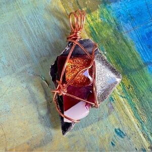 Handmade pendant necklace OOAK Handcrafted Wire-Wrapped Stone